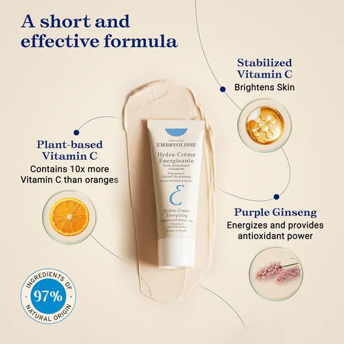 Vista 4 de Embryolisse Hidratante facial energizante con vitamina C. Crema diaria antienvejecimiento que aumenta la luminosidad para una hidratación y brillo