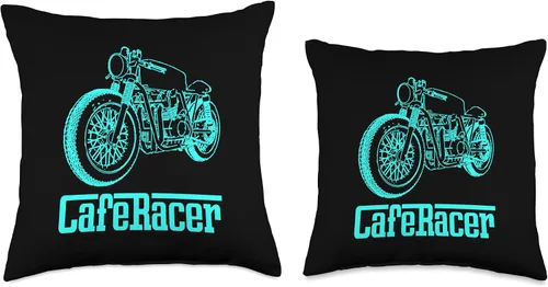 Vista 3 de American Cafe Racer Motorcycle Apparel and Merch Cafe Racer Biker Men Women Adult Teens Boys Girls Kids Youth Throw Pillow, 16x16, Multicolor