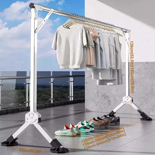 Vista 7 de YSUEFIJO Clothes Drying Rack for Laundry, Adjustable and Foldable Drying Rack, Stainless Steel Clothes Drying Rack, Heavy Duty Laundry Hanger Dryer
