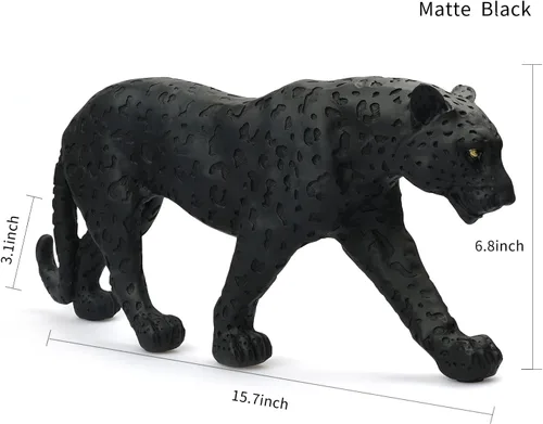 Vista 3 de Estatua de guepardo, pantera negra, leopardo, resina, gato grande, escultura moderna para el hogar, escultura de leopardo realista, regalo