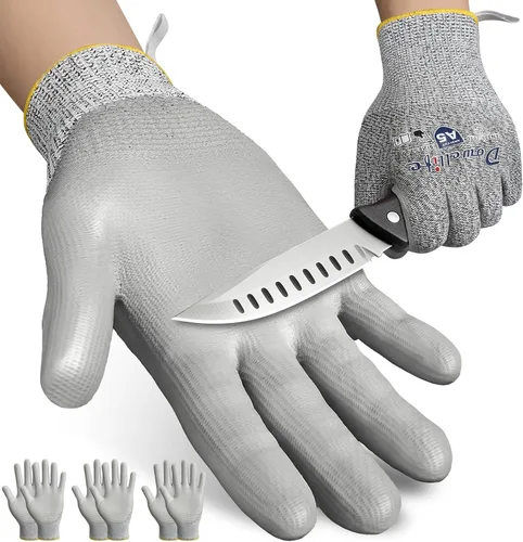 Vista 9 de Dowellife Guantes de trabajo resistentes a cortes Nivel 5 para hombres y mujeres, guantes de jardinería transpirables recubiertos de PU, agarre