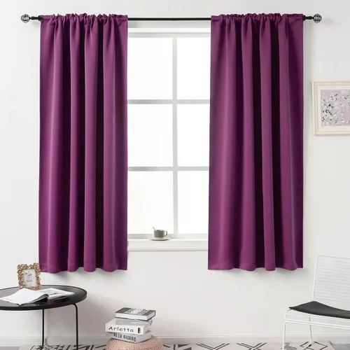 Vista 39 de DUALIFE Cortinas opacas de 45 pulgadas de largo, 2 paneles para ventanas pequeñas de dormitorio, aislamiento térmico, bolsillo para barra, cortinas
