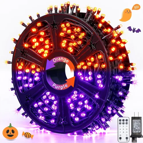 Vista 26 de JMEXSUSS 400 luces LED de Navidad rojas, blancas y verdes, luces de árbol de Navidad de 132 pies con control remoto, tira de luces para interiores