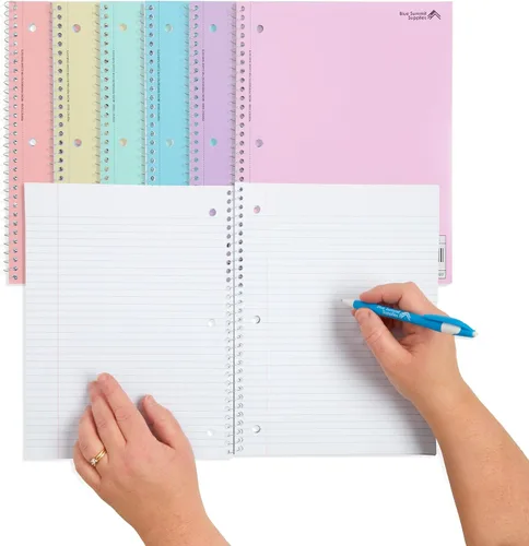 Vista 7 de Blue Summit - Cuaderno de espiral pastel con rayas universitarias, cuadernos escolares de una materia, cuadernos perforados a granel, libro escolar