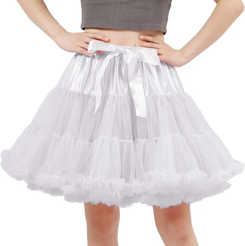 Vista 4 de Mayper Enagua de tutú para mujer, capas esponjosas, por encima de la rodilla, cintura elástica, medio deslizante, crinolina, falda inferior