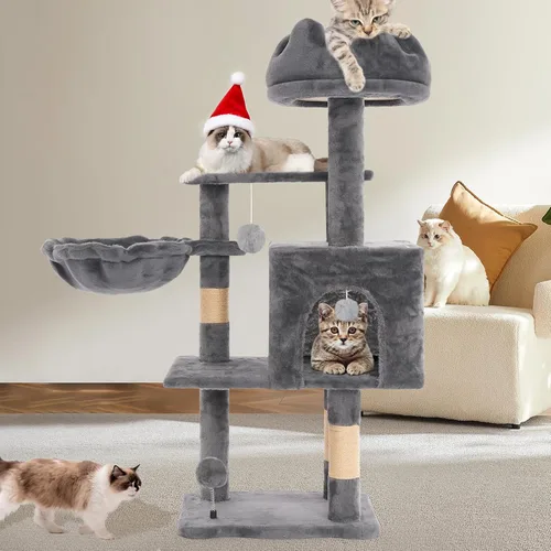 Vista 8 de Árbol gótico para gatos de interior para gatos grandes y adultos, torre gótica de 40.5 pulgadas con cama de ataúd, poste rascador, condominio