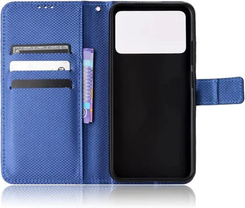 Vista 4 de Funda para Xiaomi Poco M4 Pro 4G Funda de cuero, Funda para Xiaomi Poco M4 Pro 4G 2201117PI 2201117PG Funda de cuero PU Flip Cover Azul