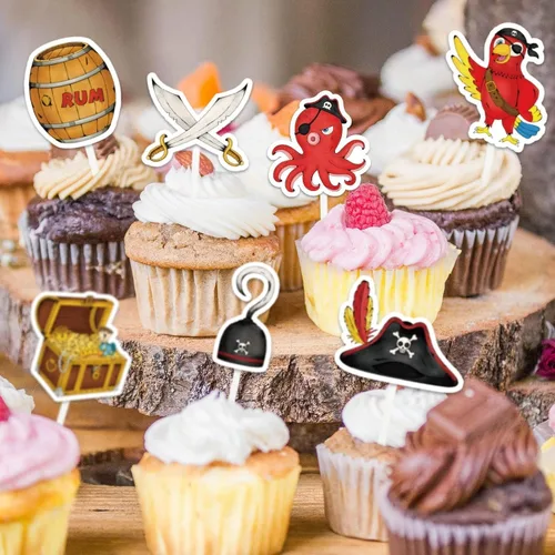 Vista 5 de WERNNSAI 49 piezas de decoración pirata para cupcakes
