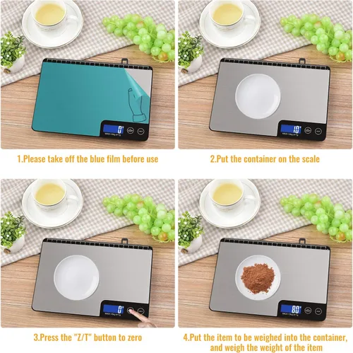 Vista 4 de Diyife - Báscula digital de cocina de 33 libras, área de pesaje grande (9 pulgadas), báscula electrónica profesional de alimentos, báscula doméstica