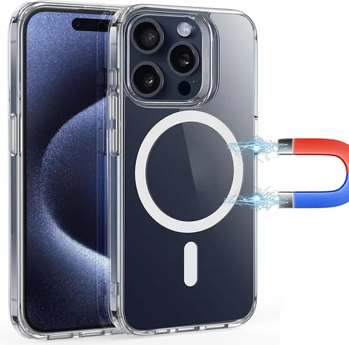 Vista 13 de Funda magnética transparente para iPhone 7 Plus, compatible con MagSafe, protección de grado militar, parte trasera dura resistente al amarillo