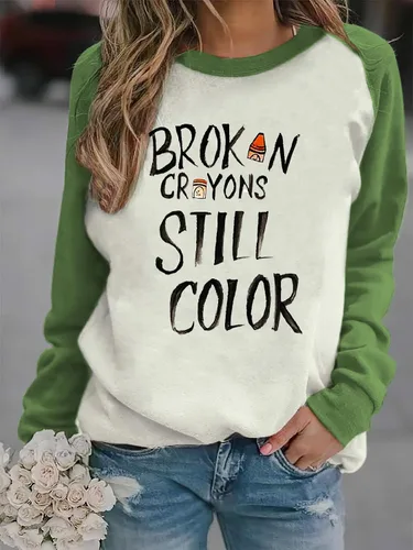 Vista 2 de Broken Crayons Still Color - Sudadera de manga larga para mujer, concientización sobre la salud mental