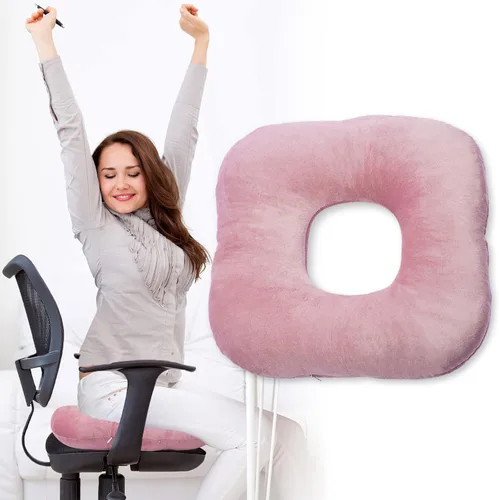 Vista 10 de Cojín de asiento con forma de dona rellena para dolor de coxis y coccix, hemorroides, úlceras de cama, embarazo, próstata, recuperación