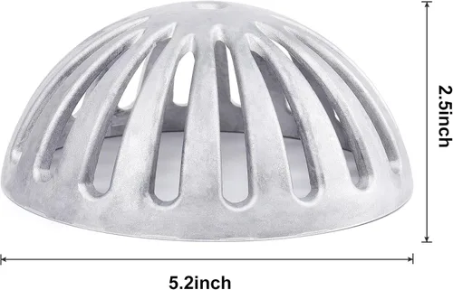 Vista 7 de Cubierta de drenaje de piso de aluminio, cubierta de cúpula resistente 5-1/2 pulgadas Commercial Floor Drain Strainer, Preventing Leaves from
