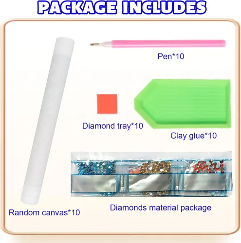 Vista 2 de antor Paquete de 10 kits de pintura de diamantes 5D para adultos, juego de arte de diamantes de paisaje de taladro completo, lienzo de pintura