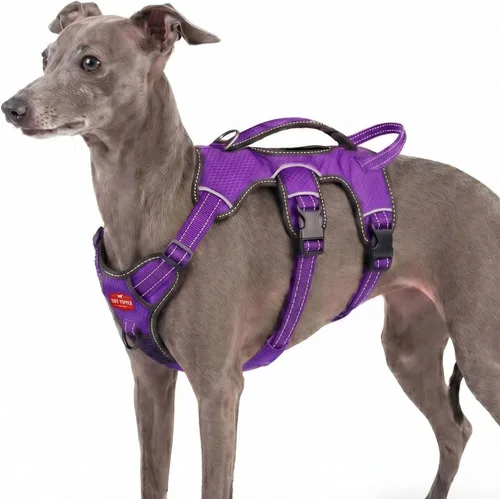 Vista 14 de Tuff Pupper Arnés para perro sin escape a prueba de escape, arnés ajustable de 5 puntos para perros, arneses acolchados para perros, arneses