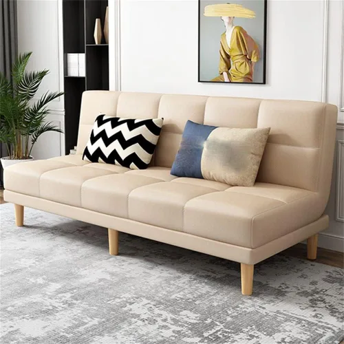 Vista 10 de LAKIQ Sofá futón de piel sintética, sala de estar, dormitorio, sofá cama convertible, sofá cama de espuma viscoelástica, sofá cama para habitaciones