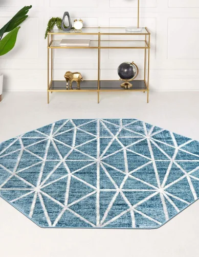 Vista 29 de Unique Loom Matrix Trellis Collection - Alfombra geométrica (2 pies x 6 pies 1 pulgada, azul/azul claro)