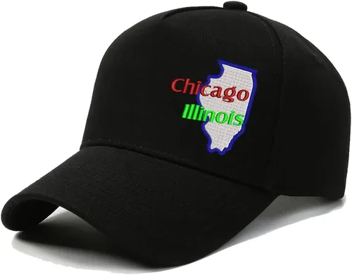 Vista 10 de Chicago Lllinois Gorras De Béisbol Bordadas Personalizadas Sombrero Deportes A Aire Libre