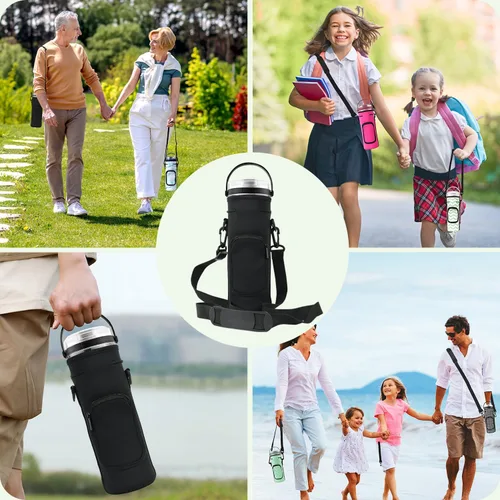 Vista 6 de Funda de almacenamiento para licuadora portátil Ninja Blast con correa para el hombro y bolsillo para accesorios Compatible con Ninja Negro