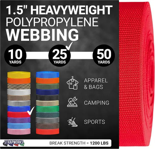Vista 66 de Strapworks Heavyweight Polypropylene Webbing - Heavy Duty Poly Strapping for Outdoor DIY Gear Repair, 1.5 Inches