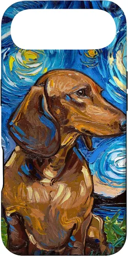 Vista 27 de Aja - Carcasa para iPhone 17 de pelo corto marrón con diseño de perro de noche estrellada Doxie