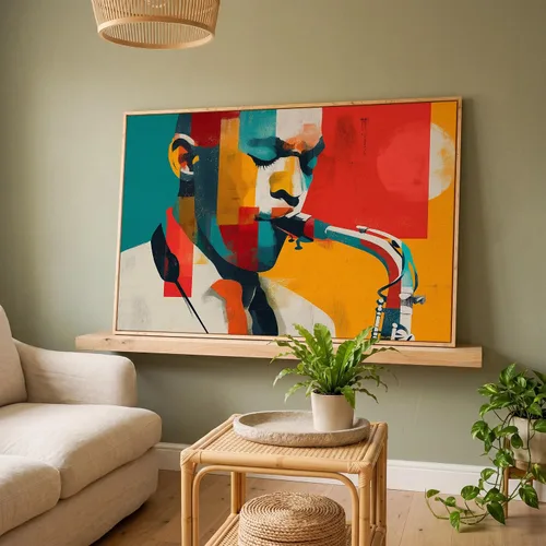 Vista 12 de LuxeWood Arte de Pared Musical en Lienzo - Impresiones Temáticas Musicales Medianas y Grandes para Sala de Estar, Oficina, Estudio, Airbnb