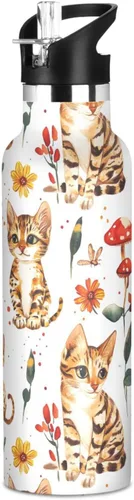 Vista 13 de Sport Insulated Water Bottle with Leak Proof Spout Lid Vacuum Insulated BPA-Free Leak Proof for Travel, Camping, Sports, Army Woodland Camo Gold
