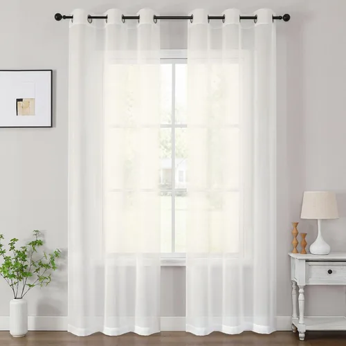 Vista 49 de OWENIE Cenefa transparente con ojales negros para ventanas, 2 paneles de 52