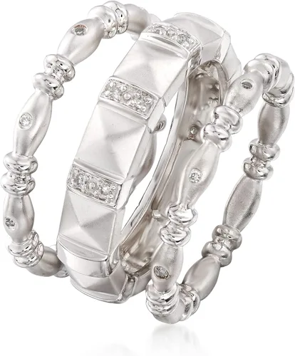 Vista 3 de Ross-Simons 0.10 ct. t.w. Diamond Jewelry Set 3 Stackable Eternity Bands in Sterling Silver