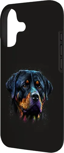 Vista 2 de Rottweiler Dog Face Watercolor Colorful Art Hand Drawn Case for iPhone 17