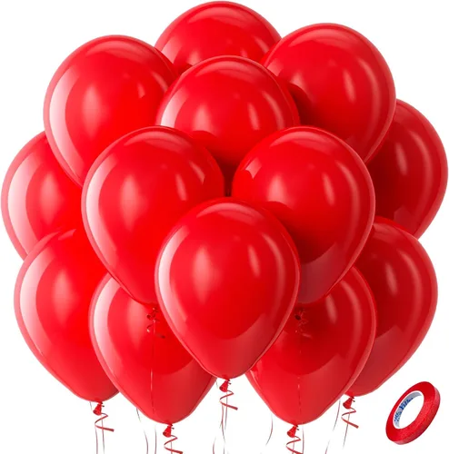 Vista 49 de Bezente Paquete de 150 globos de látex mate color burdeos de 5 pulgadas rojo (07-Red-G42)