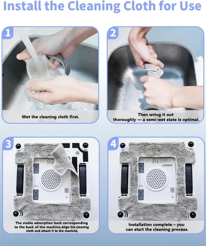 Vista 7 de Paquete de 12 almohadillas de limpieza de repuesto para robot de limpieza de ventanas YW336 Almohadillas de microfibra reutilizables Lavable