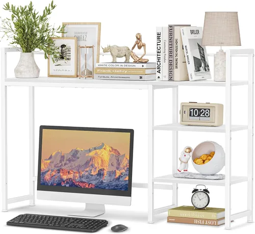 Vista 11 de Snughome Estante de Escritorio, Gabinete de Escritorio de 38.6" para Monitor de Computadora, Estante Organizador de Escritorio, Estante