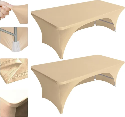 Vista 10 de Eurmax USA - Manteles rectangulares ajustables de elastano de 4 pies, mantel elástico para bodas, eventos o para decorar la mesa del patio