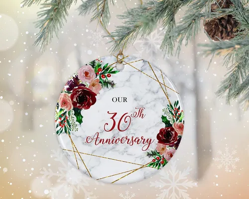 Vista 2 de KrysDesigns Adorno de 30 aniversario de boda, regalo – Navidad 30 años pareja casada 30 treinta años mamá papá padres ambos lados