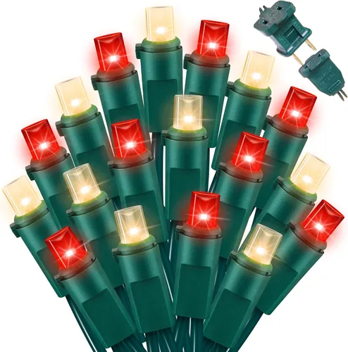 Vista 18 de LAMPHOME 100 unidades de rojo y verde - Tira de luces - 21.6 pies de luces LED de Navidad, mini luces LED para decoración de interiores, exteriores