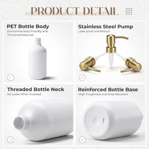 Vista 3 de Juego de 3 dispensadores de champú y acondicionador, color dorado