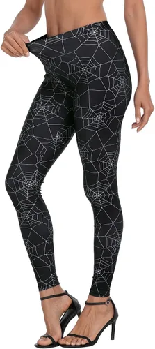 Vista 5 de HDE Leggings de entrenamiento con diseño de moda. Divertidos estampados impresos con gráficos de moda