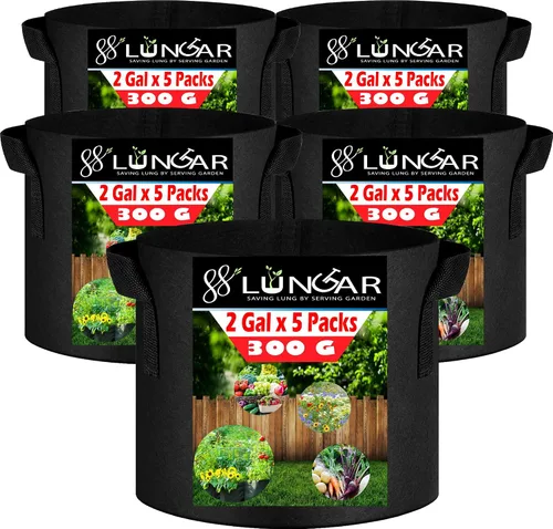 Vista 10 de Bolsas de cultivo LUNGAR 10 galones. Juego de 5 macetas para plantar, tela de aireación más gruesa de 300G, no tejida, asas reforzadas para maceta