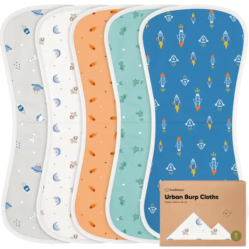 Vista 34 de Paños orgánicos para eructos para bebés niños y niñas, paquete de 5 paños de algodón súper absorbentes para bebés, trapos suaves y afelpados