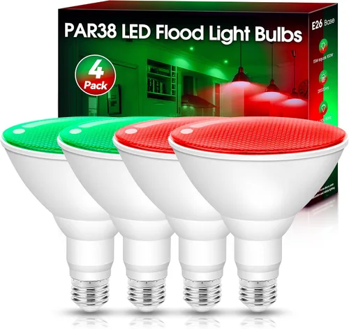 Vista 16 de Fulighture Paquete de 2 bombillas de inundación verdes, PAR38 de 15 W (equivalente a 100 W) E26, bombillas LED verdes de inundación para exteriores
