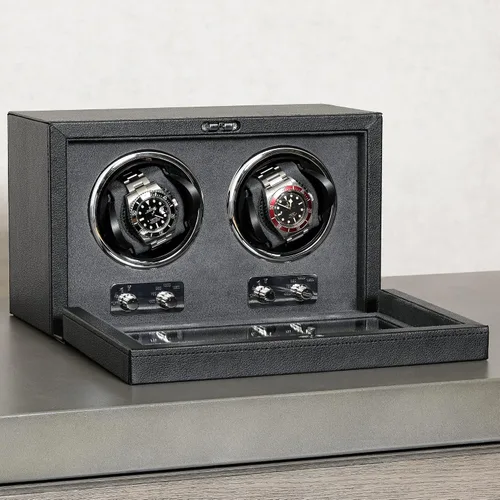 Vista 4 de ROTHWELL Bobinadora de reloj doble para relojes automáticos con motor silencioso con múltiples velocidades y ajustes de rotación (negrogris)