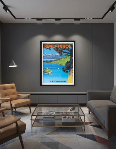 Vista 7 de Reno Nevada - Lake Tahoe California - United Airlines - Vintage Airline Travel Poster by Tom Hoyne c.1970s - Master Art Print (Unframed) 6in x 9in