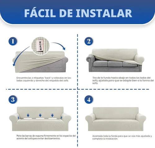 Vista 7 de Funda elástica para sofá biplaza, funda de sofá para sofá de 2 cojines (55-78 pulgadas), protector de muebles con parte inferior elástica para niños