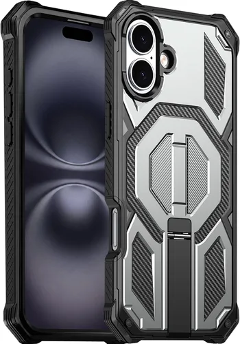 Vista 17 de Funda magnética para iPhone 15 con soporte y protector de pantalla [compatible con Magsafe] antideslizante, cuerpo completo, doble capa, resistente