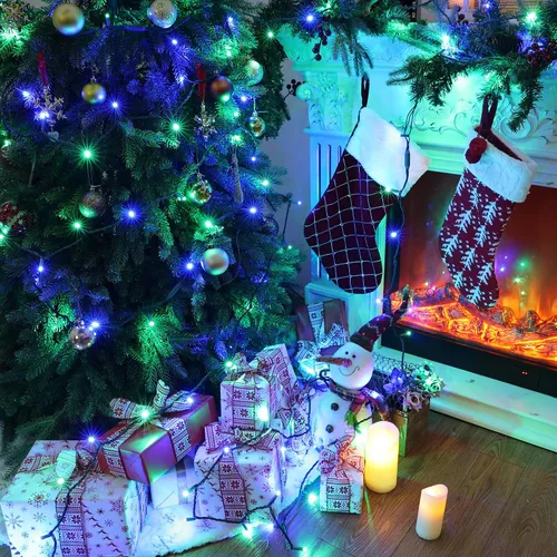 Vista 4 de Brizled - Luces de Navidad LED azules y verdes, 10 metros, 100 luces de 5 mm de ancho de ángulo, mini luces de árbol conectables, UL listadas