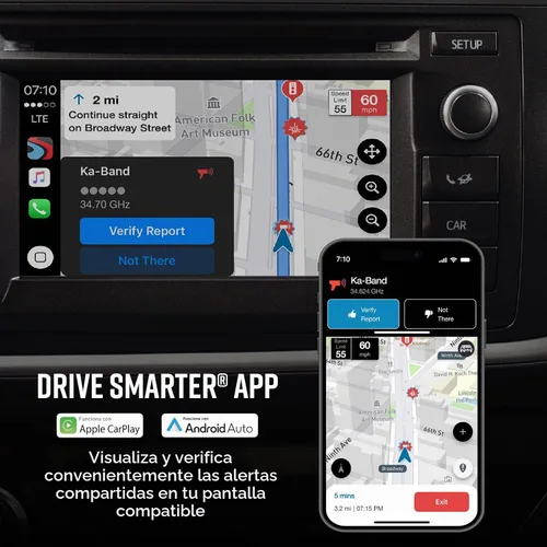 Vista 8 de Detector de Radar Láser Cobra RAD 480i – Detección de Largo Alcance, Bluetooth, Compatible con Apple CarPlay y Android Auto, Detección Delantera