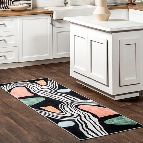 Vista 16 de nuLOOM SpinClean - Alfombra de área lavable a máquina y resistente a las manchas de perfil bajo para sala de estar, dormitorio y comedor, multicolor