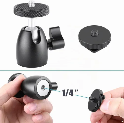 Vista 4 de Neewer Soporte adaptador para accesorios de cámara de fotos, con cabeza de bola pequeña, con traba.