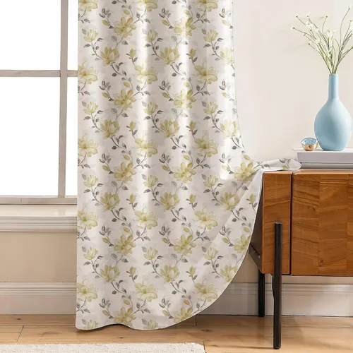 Vista 4 de LINENWALAS Cortinas opacas impresas para puerta de 7 pies, juego de 2, cortinas florales con estampado digital, aislamiento térmico, paneles